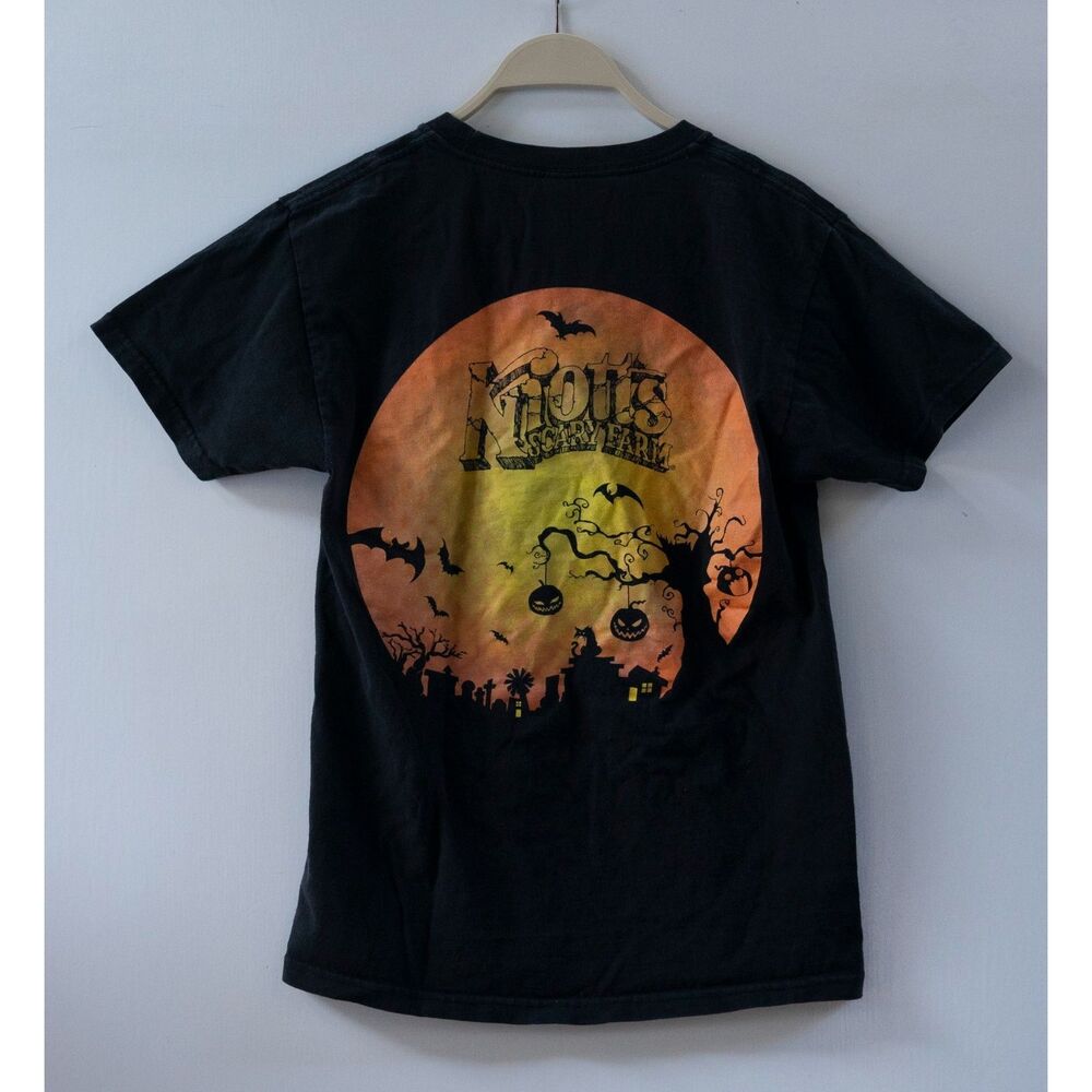 Knott's Scary Farm Halloween‎ T-Shirt Women's Black Moon Bats Pumpkins Size S